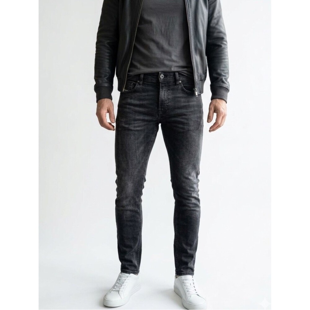 Diesel Troxer Slim Skinny Jeans Men's 31x32 Black Gray Stretch Denim Button Fly